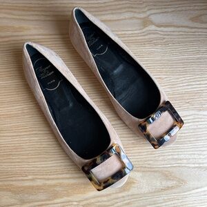Roger Vivier Suede Ballerina with Tortoiseshell buckle